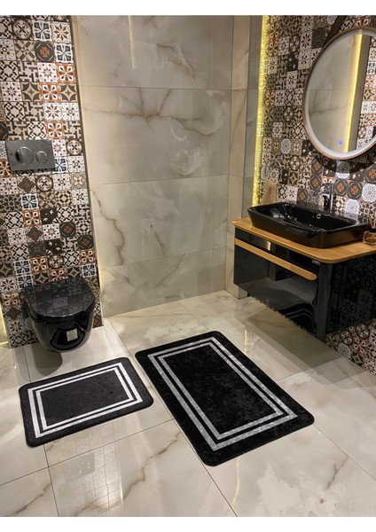 Çiftli Lateks Taban Banyo Paspas Takımı, Şık ve Dayanıklı, 60X100 ve 60X50 Ölçü modelleri
