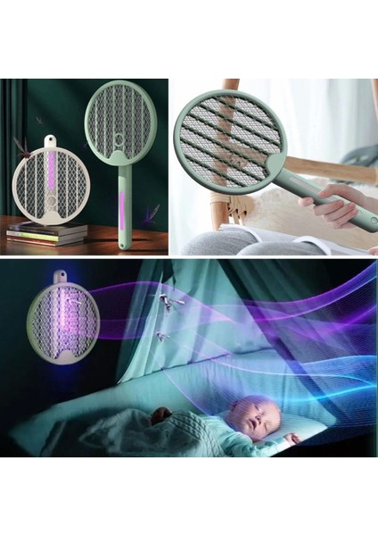 Tenis Raketi Tipi Masaüstü Olabilen Gece Lambalı Sinek Kovucu,öldürücü Raket ( Lisinya )