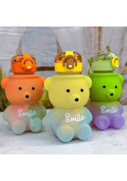 Ayıcıklı Pipetli Suluk Sevimli Tasarım Bpa Içermez Sağlıklı Güvenli Kullanım Çocuklara Özel Matara