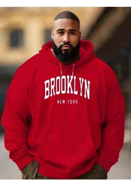 Punıx Büyük Beden Rahat Kalıp Brooklyn Dijital Baskılı Yüksek Kalite Tam Kışlık Erkek Sweatshırt