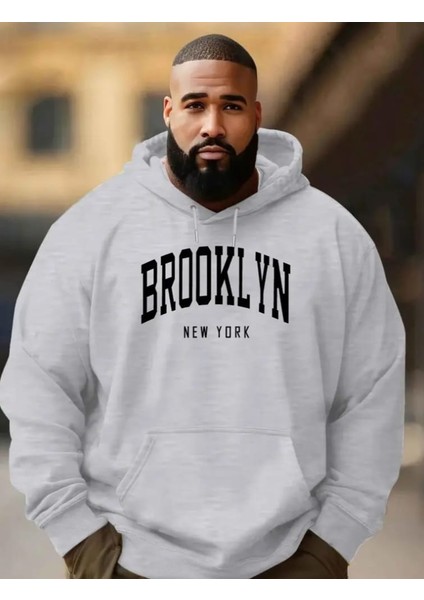 Punıx Büyük Beden Rahat Kalıp Brooklyn Dijital Baskılı Yüksek Kalite Tam Kışlık Erkek Sweatshırt