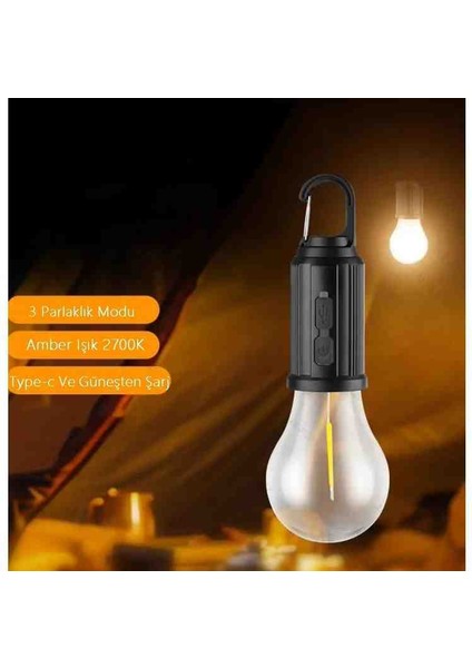 Taşınabilir Kırılmaz Şarjlı USB LED Ampül IP65 Type-C modelleri