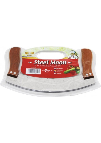 Steel Moon Çift Ahşap Saplı Zırh Bıçak Kesici - Doğrayıcı 24 x 14 x 1,5 cm (4887)