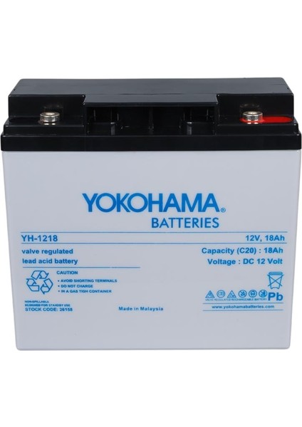 Yokohama 12 Volt 18 Amper Akü YH-121.8 181X76X167 mm Taze Yeni Tarihli Akü fiyatları