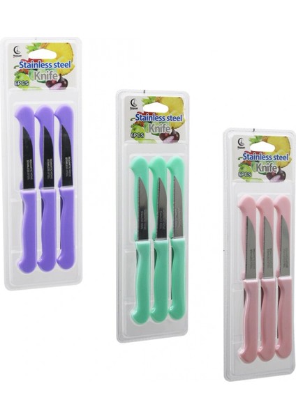 6pcs Meyve Bıçak Renkli Plastik Saplı Vakumlu Ambalaj BRKT-806155 (4887)
