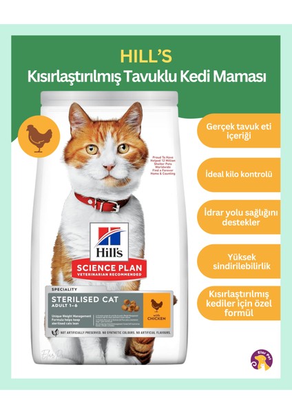 Science Plan Kısırlaştırılmış Tavuklu Yetişkin Kedi Maması 3kg fiyatları