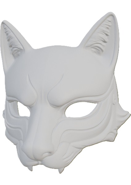 3D Baskı Tilki Yarım Yüz Maske (Boyanabilir - Hobi ve Dekor Için)