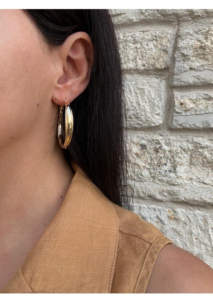 Birleşik Model Büyük Gold Çelik Halka Küpe