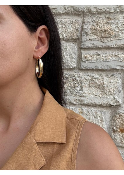 Birleşik Model Büyük Gold Çelik Halka Küpe modelleri