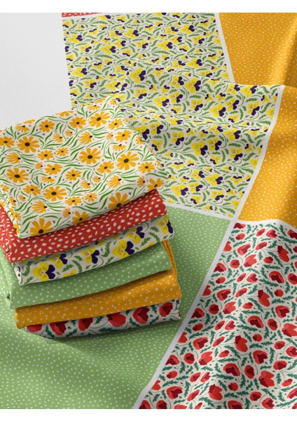 %100 Pamuk Saten Kumaş Panel – 6 Desenli Dijital Baskılı Tek Parça Patchwork Kumaş | 140 G/m², 155×100 cm fiyatları