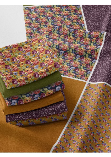 %100 Pamuk Saten Kumaş Panel – 6 Desenli Dijital Baskılı Tek Parça Patchwork Kumaş | 140 G/m², 155×100 cm modelleri