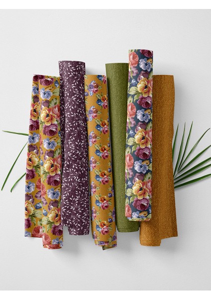 %100 Pamuk Saten Kumaş Panel – 6 Desenli Dijital Baskılı Tek Parça Patchwork Kumaş | 140 G/m², 155×100 cm fırsatları