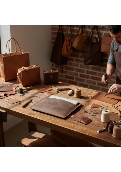 Vintage Hakiki Deri Laptop Çantası 14 Inç Uyumlu | El Yapımı MacBook Kılıfı modelleri