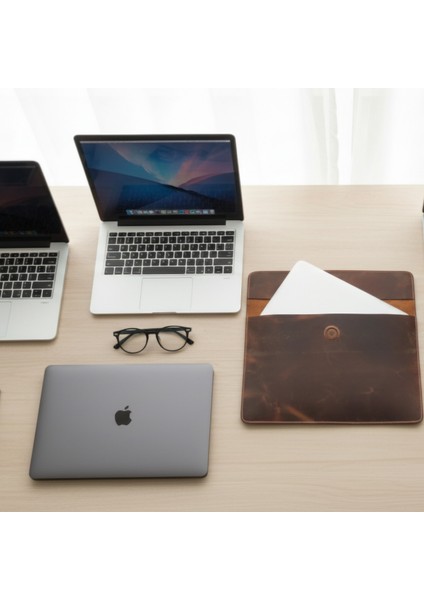 Vintage Hakiki Deri Laptop Çantası 14 Inç Uyumlu | El Yapımı MacBook Kılıfı fırsatları