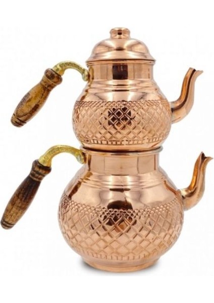 Çaydanlık Bakır Küçük Boy Kırmızı Piramit Model
