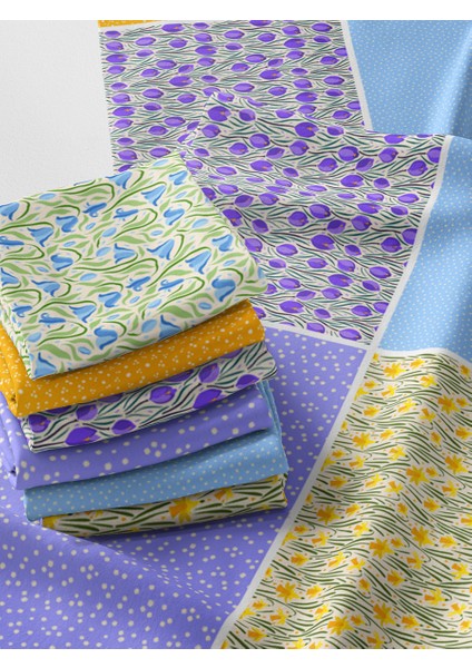 %100 Pamuk Saten Kumaş Panel – 6 Desenli Dijital Baskılı Tek Parça Patchwork Kumaş | 140 G/m², 155×100 cm fiyatları