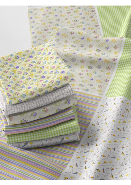 %100 Pamuk Saten Kumaş Panel – 6 Desenli Dijital Baskılı Tek Parça Patchwork Kumaş | 140 G/m², 155×100 cm fırsatları