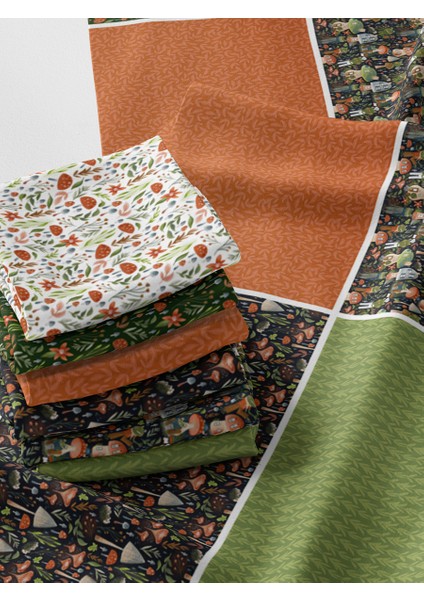 %100 Pamuk Saten Kumaş Panel – 6 Desenli Dijital Baskılı Tek Parça Patchwork Kumaş | 140 G/m², 155×100 cm modelleri