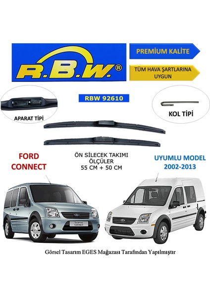 Ford Connect (2002-2013) Ön Silecek Süpürgesi 550MM + 500MM