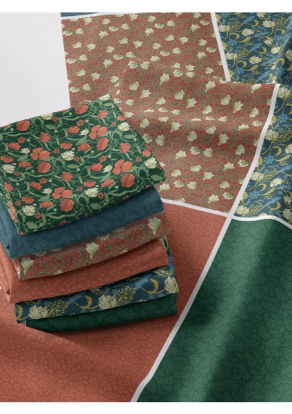 %100 Pamuk Saten Kumaş Panel – 6 Desenli Dijital Baskılı Tek Parça Patchwork Kumaş | 140 G/m², 155×100 cm modelleri