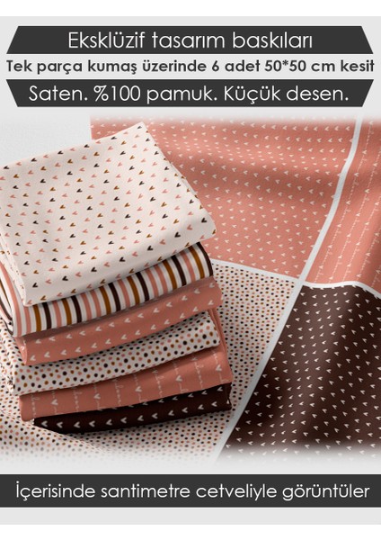 %100 Pamuk Saten Kumaş Panel – 6 Desenli Dijital Baskılı Tek Parça Patchwork Kumaş | 140 G/m², 155×100 cm