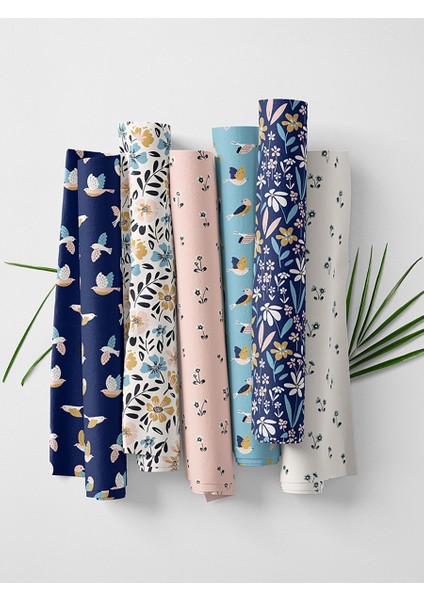 %100 Pamuk Saten Kumaş Panel – 6 Desenli Dijital Baskılı Tek Parça Patchwork Kumaş | 140 G/m², 155×100 cm fırsatları
