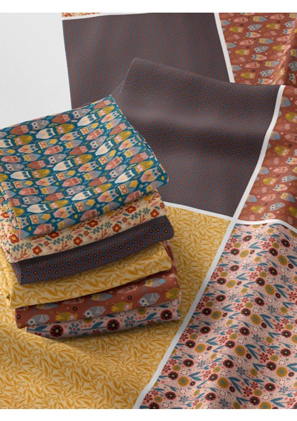 %100 Pamuk Saten Kumaş Panel – 6 Desenli Dijital Baskılı Tek Parça Patchwork Kumaş | 140 G/m², 155×100 cm fiyatları