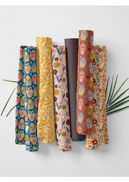 %100 Pamuk Saten Kumaş Panel – 6 Desenli Dijital Baskılı Tek Parça Patchwork Kumaş | 140 G/m², 155×100 cm fırsatları