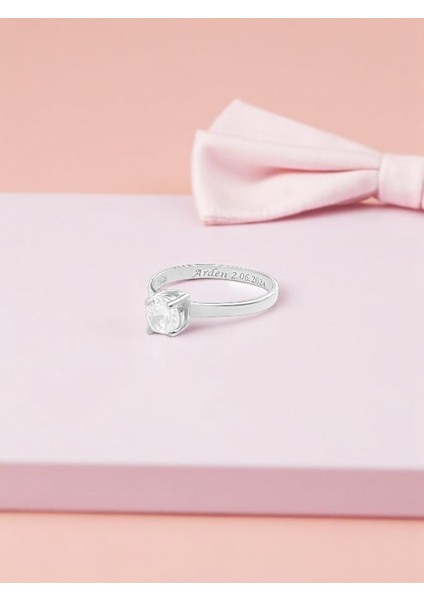 925 Ayar Gümüş Bebek Tektaş Yüzük, Bebeğe Tektaş, Bebek Tek Taş Yüzük, Kız Bebek Yüzüğü