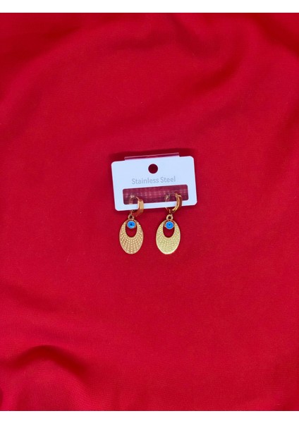 Kadın Nazar Boncuklu Çelik Küpe modelleri