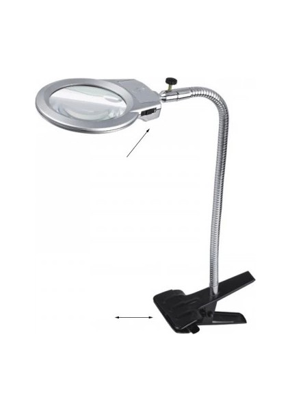 2.5X90 mm 5X24 mm Büyüteç, Mandallı Metal Hortumlu Masa Üstü Büyüteç - Lisinya