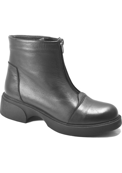 101809 Hakiki Deri Fermuarlı Kalın Topuk Casual Kadın Bot modelleri
