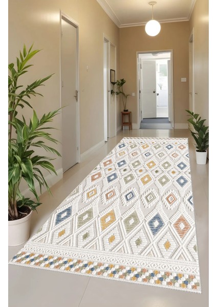 Renkli Dijital Baskılı Kaymaz Taban Yıkanabilir Modern Mutfak ve Salon Halısı