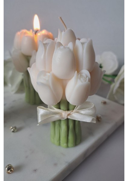 Home Flora Lale Buketi Parafin Dekoratif Mum