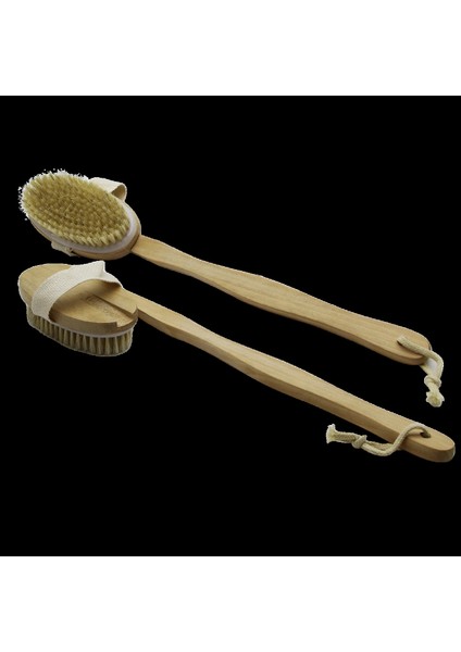 Ele Geçmeli - Saplı Ahşap Sırt Kesesi Duş Fırçası Lifi (4887)