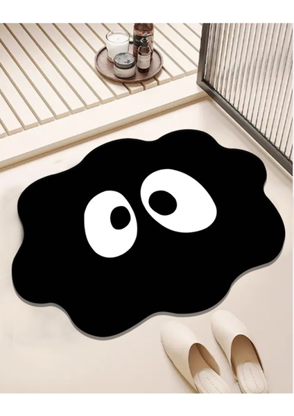 Şık Siyah Banyo Paspası 80X100 Cm, Kaydırmaz Tabanli