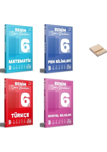 6. Sınıf Matematik Fen Türkçe ve Sosyal Soru Bankam 4lü Set + Telefon Standı