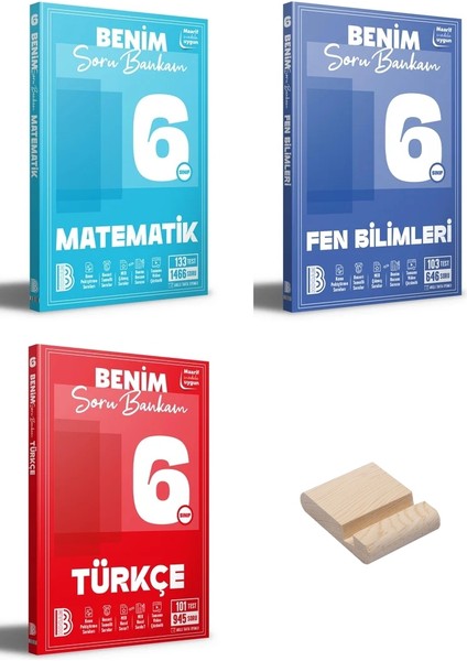 6. Sınıf Matematik Fen Bilimleri ve Türkçe Soru Bankam 3lü Set + Telefon Standı