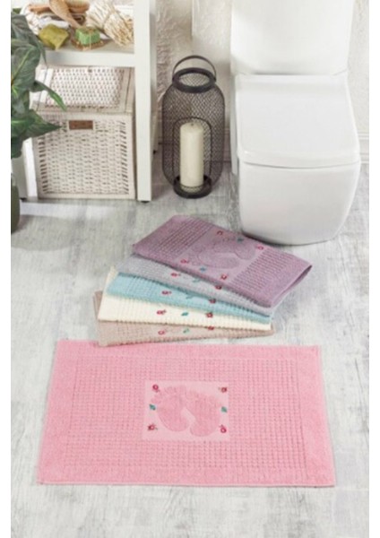 50X70CM Nakışlı Pamuklu Ayak Havlusu, Banyo Paspası, Yumuşak ve Şık Tasarım