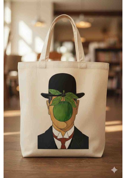 “insanın Oğlu” Bez Çanta – Sanat Temalı, Magritte Esintili Tasarım (30X40 Cm) fiyatları