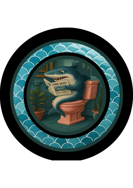 Çok Renkli Yuvarlak Banyo ve Tuvalet Paspası, Köpek ve Balık Motifli Modern Tasarım fiyatları