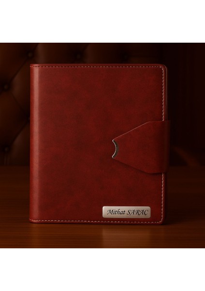 Kişiye Özel Mıknatıslı Bordo Organizer Ajanda 2026 Tarihli Ajanda - Kalem Hediyeli