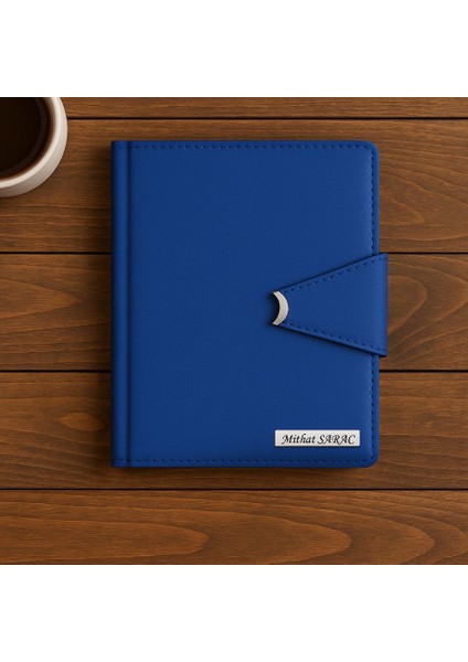 Kişiye Özel 2026 Tarihli Ay Model Mıknatıs Kilitli Lacivert Ajanda ve Kalem Seti