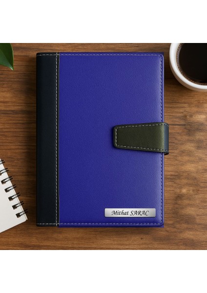 Kişiye Özel 2026 Tarihli Mıknatıs Kilitli Lacivert Günlük Ajanda ve Kalem Seti