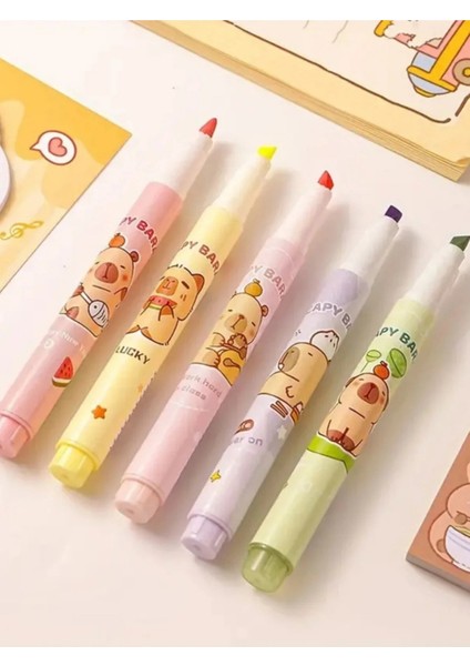 Capybara Kapibara 6'lı Fosforlu Kalem Seti Özel Kutulu fiyatları