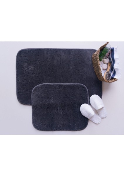 Yumuşak ve Kaymaz Banyo Paspası, 2'li, Antrasit Renk, Konfor Sağlayan Tasarım