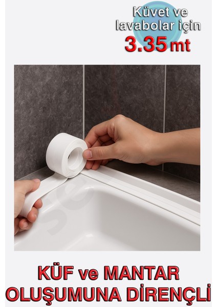 Küvet - Lavabo Kenar Sızdırmazlık Bandı 22MM x 3.35MT Beyaz fiyatları