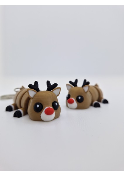 Maxipop 🦌 Kırmızı Burunlu Ala Geyik Anahtarlık – Sevimli Çanta Süsü & Figür modelleri