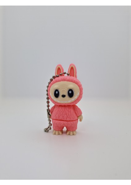 Maxipop Koleksiyonluk Mini Labubu Figür Anahtarlık – Pembe Kapüşonlu