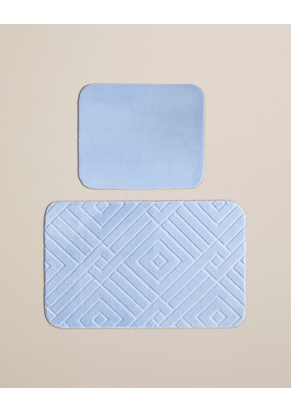 Açık Mavi Banyo Paspası Seti 60X100 cm ve 50X60 cm